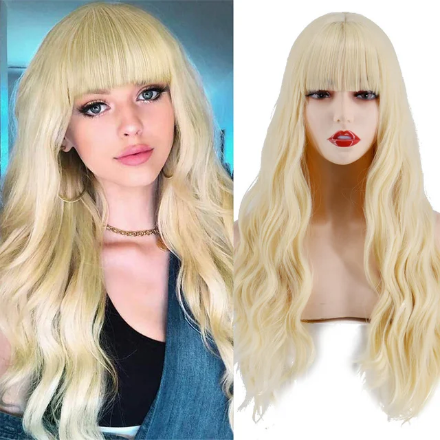 Jewtribute Hair®| Long Pink Womens Wigs With Bangs 