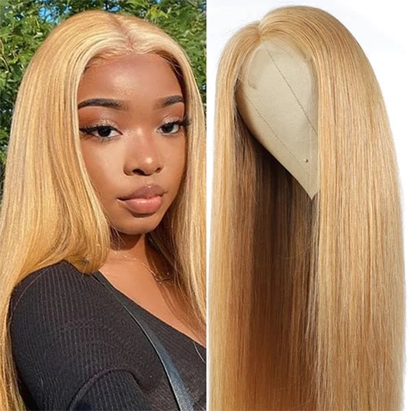 #27 Honey Blonde Wig Straight Hair 13x4 Lace Front Wigs HD Transparent Human Hair Wigs US Mall Lifes