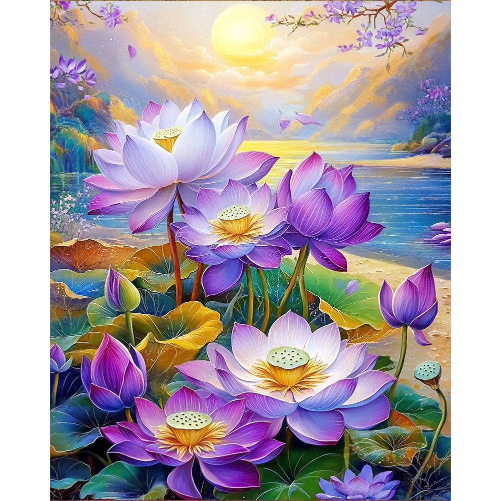 Lotus 40*50cm(canvas) full round drill diamond painting