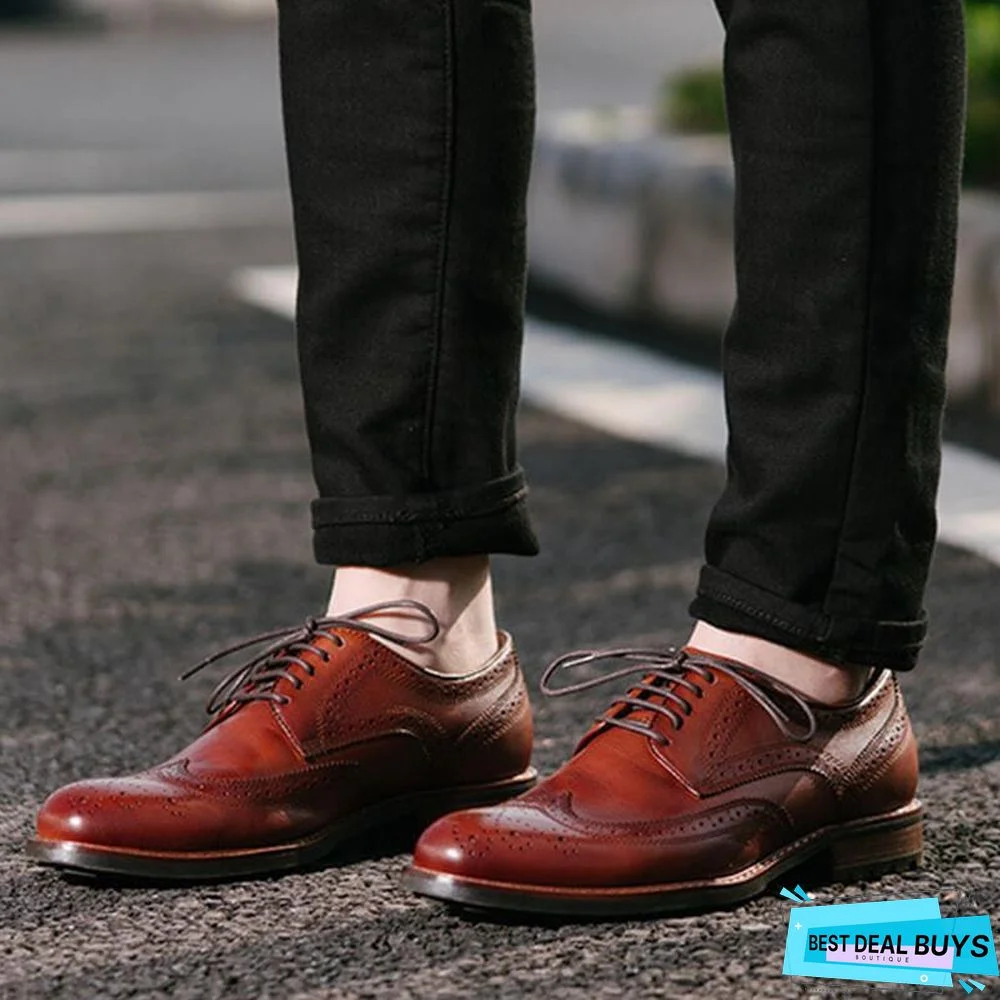 Men's Business Cow Leather Brogue Shoes