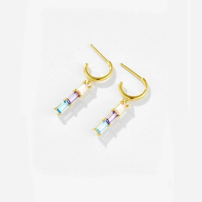 1 Pair 18K Gold Plated White Gold Plated 925 Sterling Silver Geometric Drop Earrings