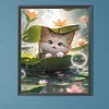 Diamond Painting -DIY Round Drill Cat in Lotus Pond（40x50cm）
