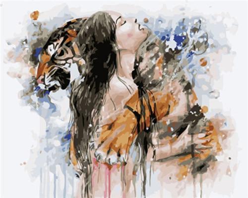 

Woman Hugging A Tiger – People Paint By Numbers - 40*50CM, 501 Original