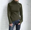 New Products Ladies Casual High Neck Zipper Long Sleeve Sweater Finger Set Top Women