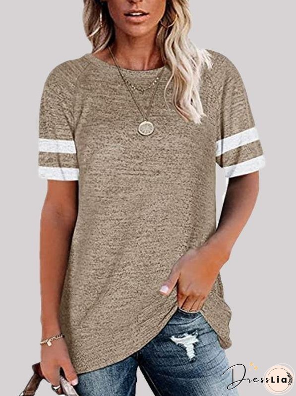 Casual Stitching Round Neck T-shirt