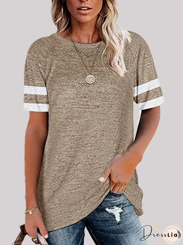 Casual Stitching Round Neck T-shirt