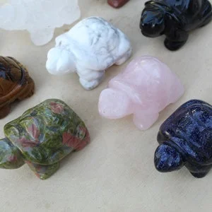 Pornhint Carved turtle figurine, small crystal turtle, hand carved gemstone turtle
