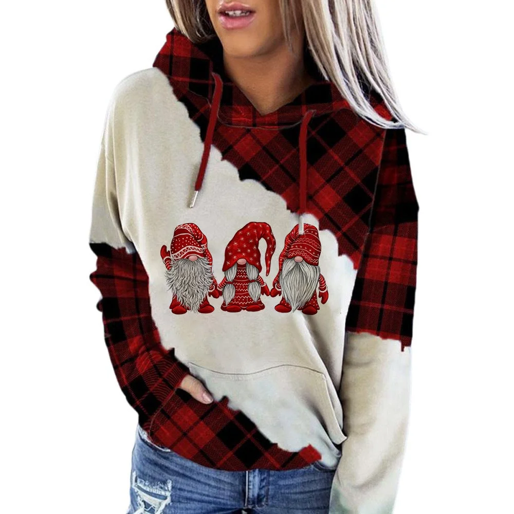 Christmas Hooded Printed Sweatshirt With Pockets