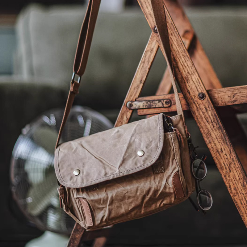 Vintage Waxed Waterproof Canvas Messenger Bag