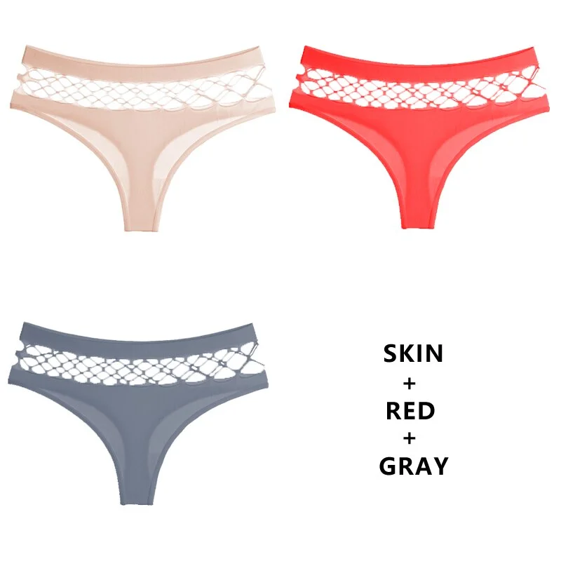 TERMEZY 3Pcs/Lot Hollow Out Lingerie Europe Seamless Sexy Panties Women  Elasticity Underwear Temptation Middle-waist G String