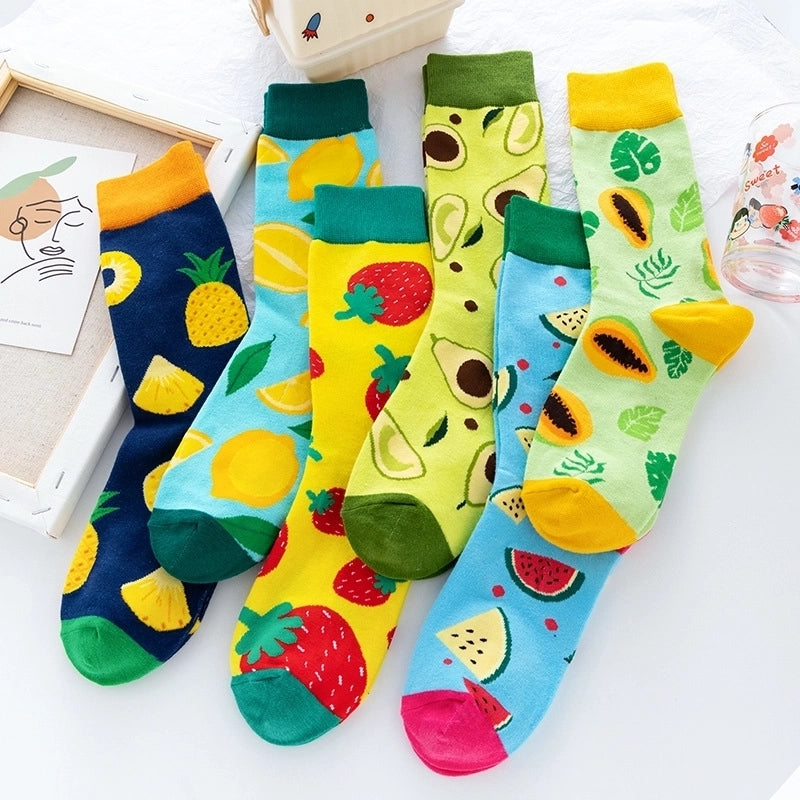 Unisex Casual Fruit Hamburger Poached Egg Cotton Spandex Polyester Ankle Socks A Pair