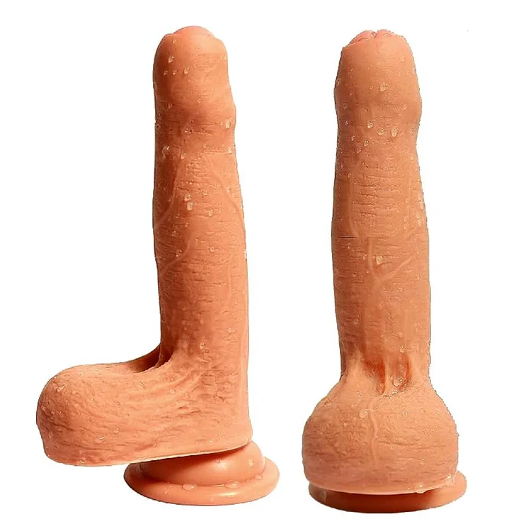 UNCIRCUMCISED 7 INCH DILDO WITH TESTICLES AND SUCTION CUP