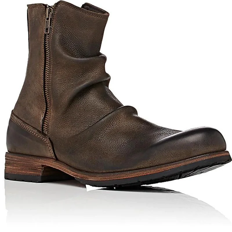 Men's Double Zipper Ankle Boots