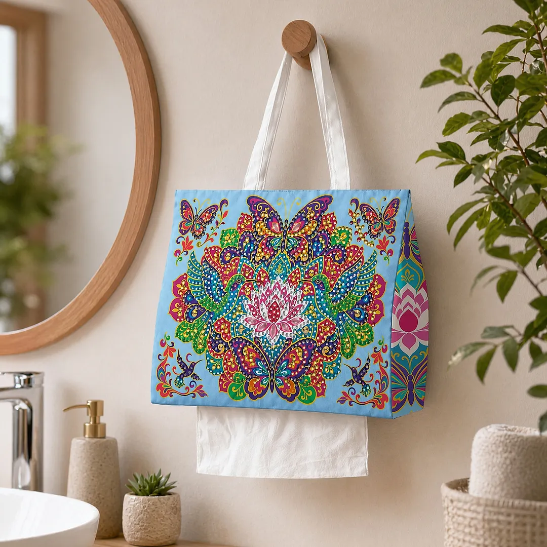 Diamond Tissue Organizer Exquisite Craftsmanship for Bathroom Bedroom Decor (Hummingbirds and butterflies)