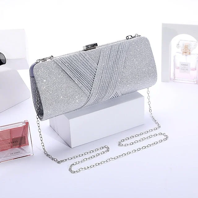 Ladies Sequins Chain Bag Glitter Solid Color Evening Bag