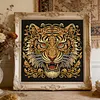 Ornate Golden Tiger Face Special Shaped 5D DIY Partial Drill Diamond Painting Kits for Adults Beginners Home Decor Diamonds Dots Gem Art Kits 11.81 X11.81inch