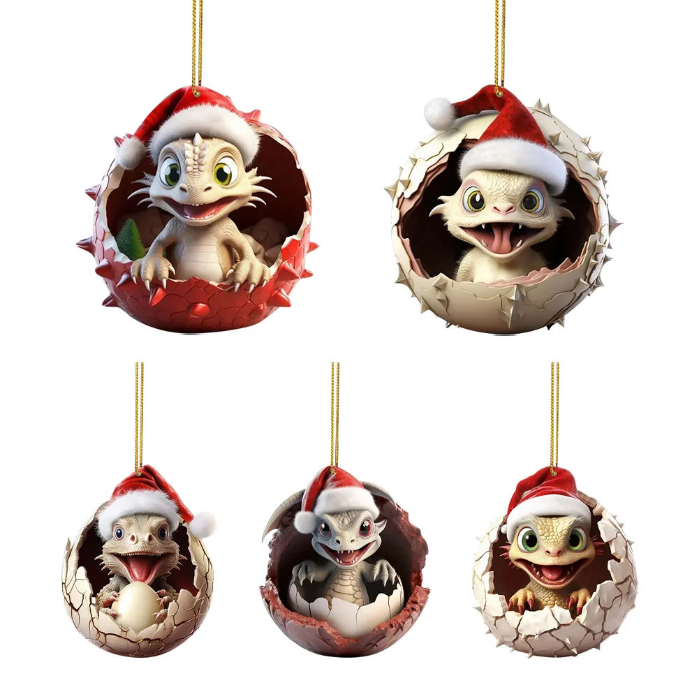 Christmas Dragon Egg Pendants Acrylic Cute Dragon Baby Decor Home Party Supplies