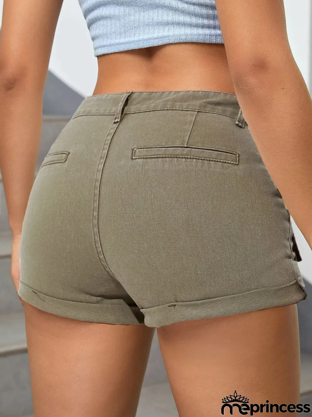 Women's High Waist Non-Stretch Denim Shorts