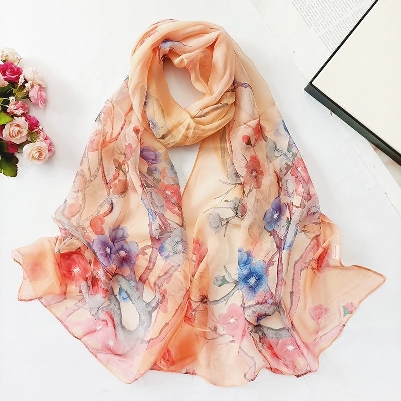 Women’s Sweet Flower Georgette Silk Scarves