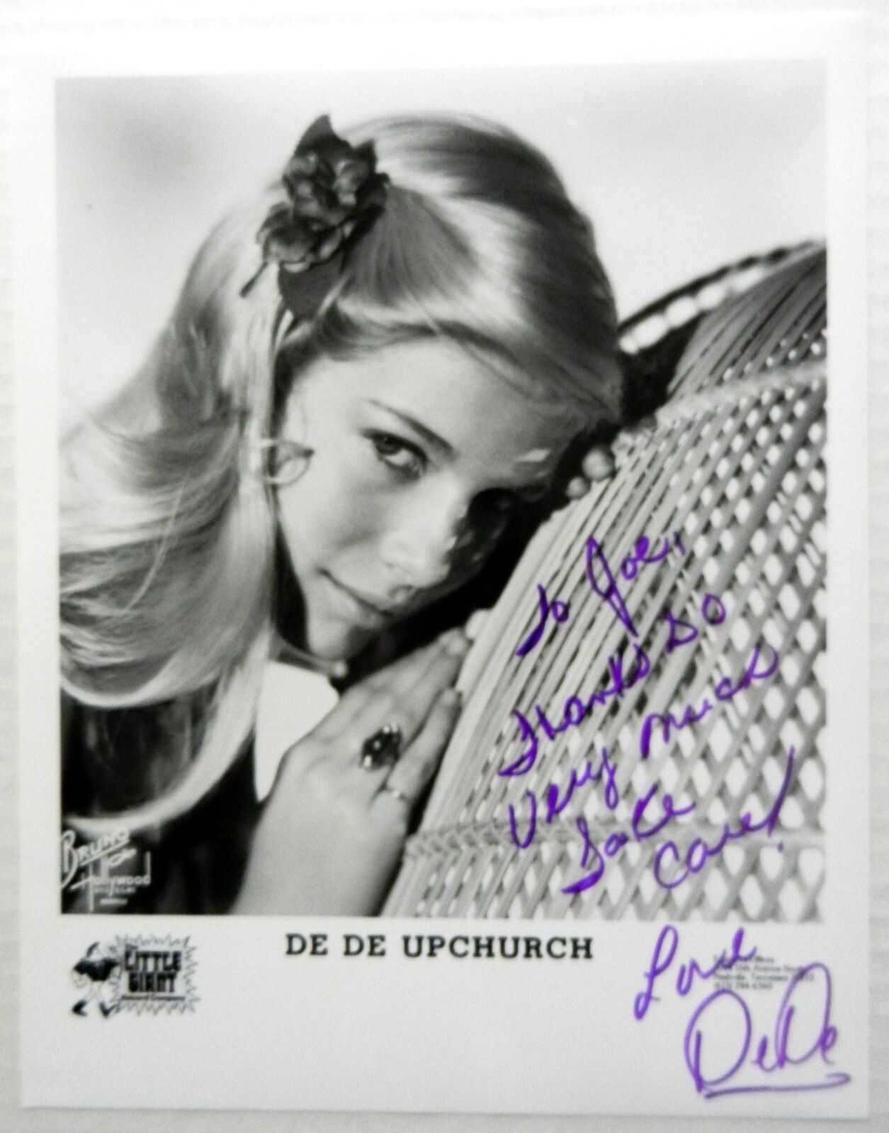 DE DE UPCHURCH 8 x 10 PROMO Photo Poster painting 70's COUNTRY WESTERN Singer