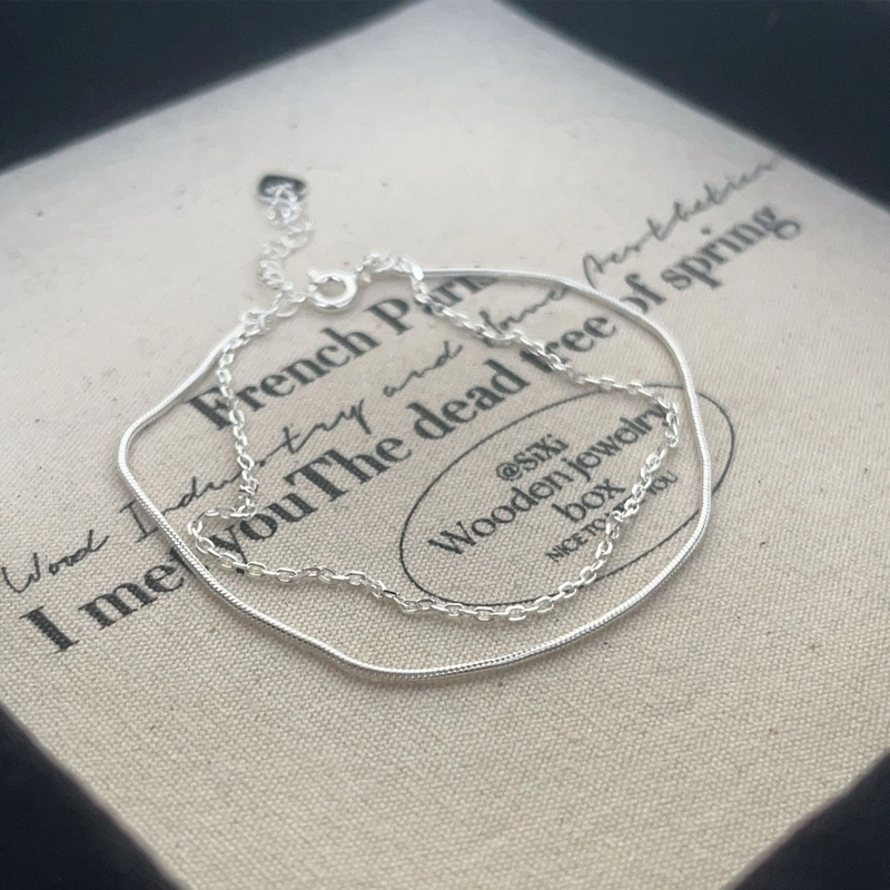 925 Sterling Silver Ball Chain Snake Chain Bracelets Elegant Minimalist