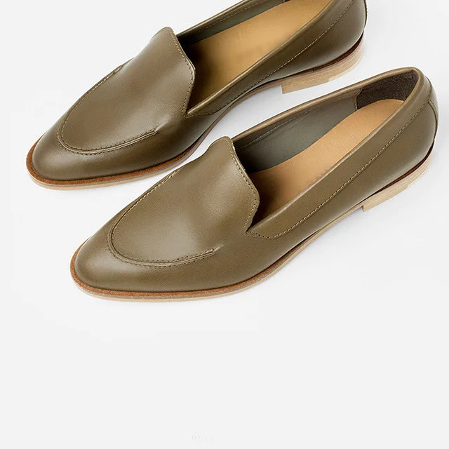 Brown Vintage Flat Loafers Vdcoo