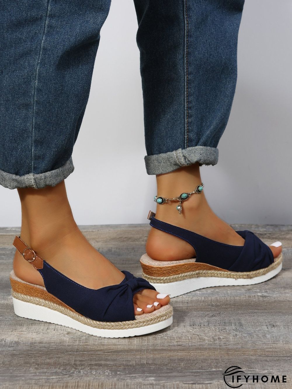 Bow Weave Fish Mouth Wedge Sandals | IFYHOME
