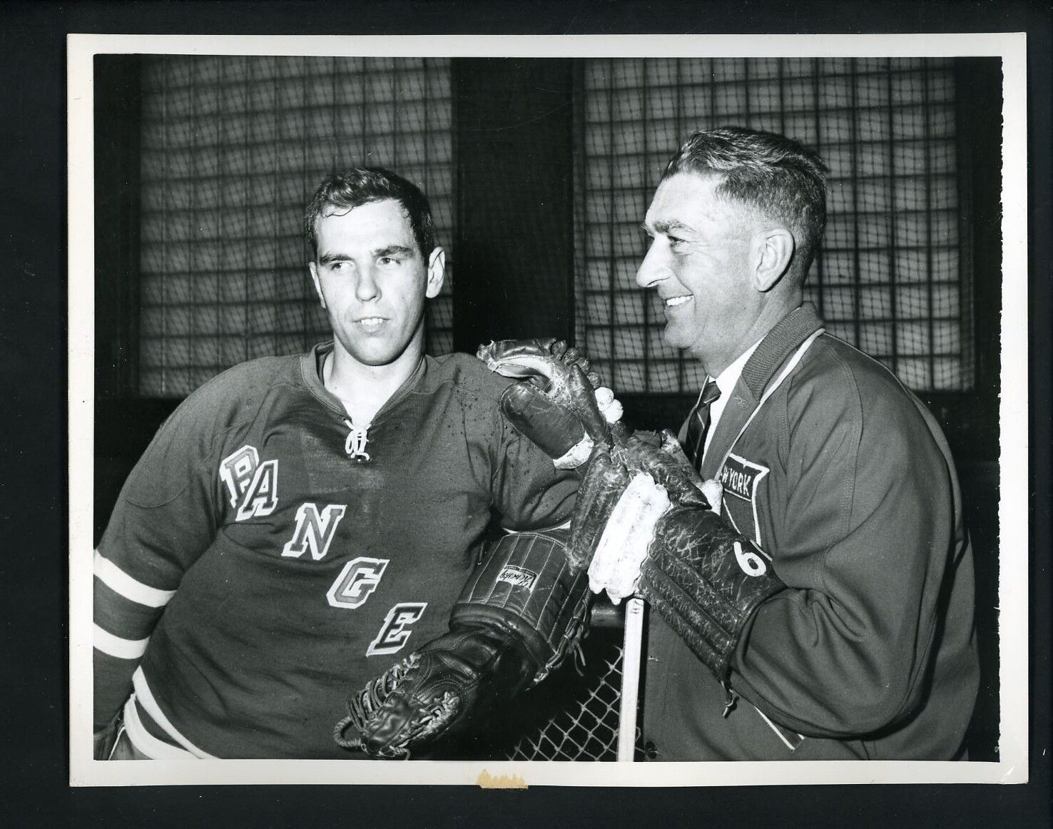 Muzz Patrick & Jack McCartan circa 1960 Press Original Photo Poster painting New York Rangers