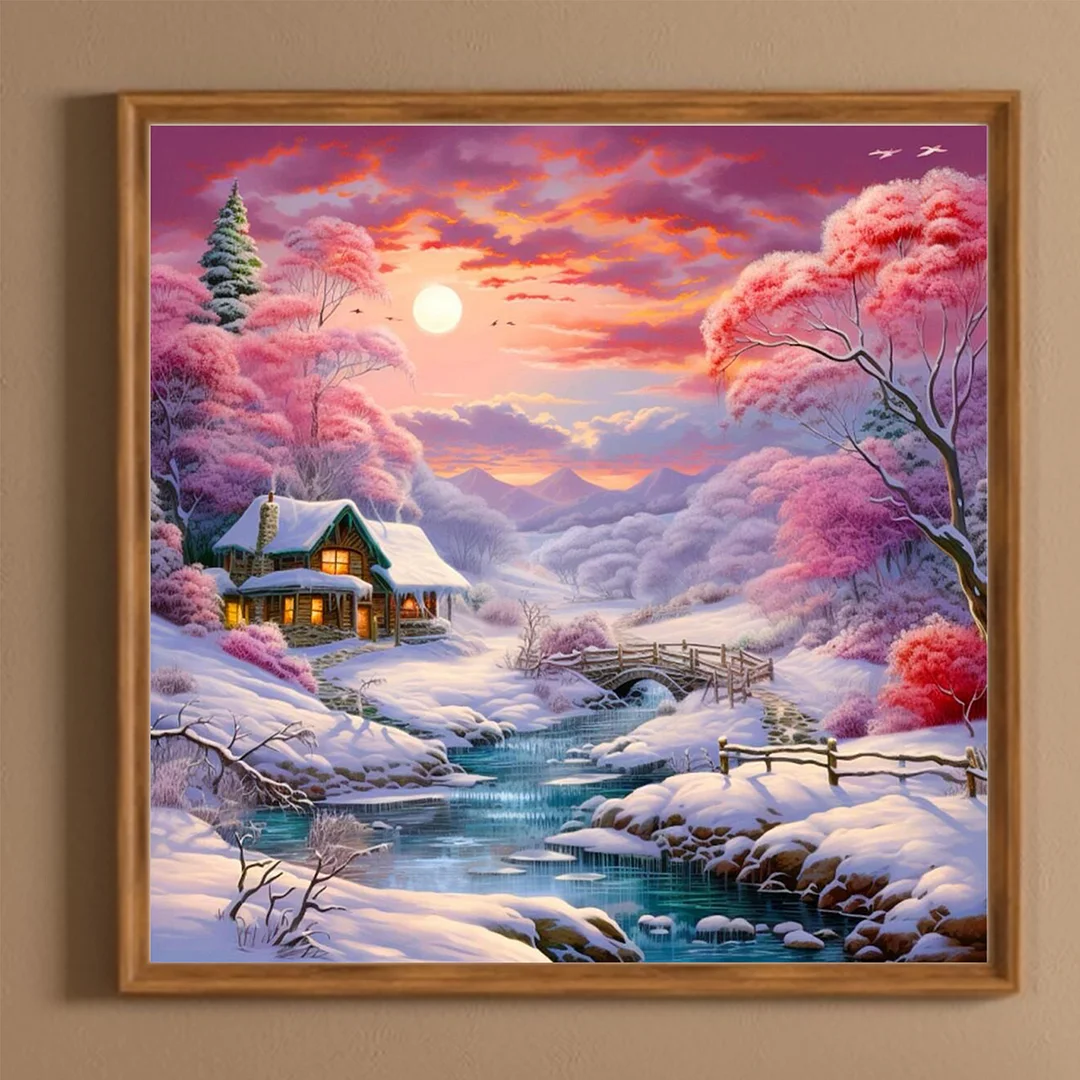 Diamond Painting - Full Round Drill - Snow Scene(Canvas|40*40cm)