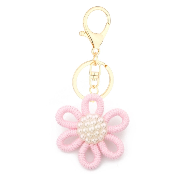 Cute Sweet Flower Yarn Metal Unisex Bag Pendant Keychain
