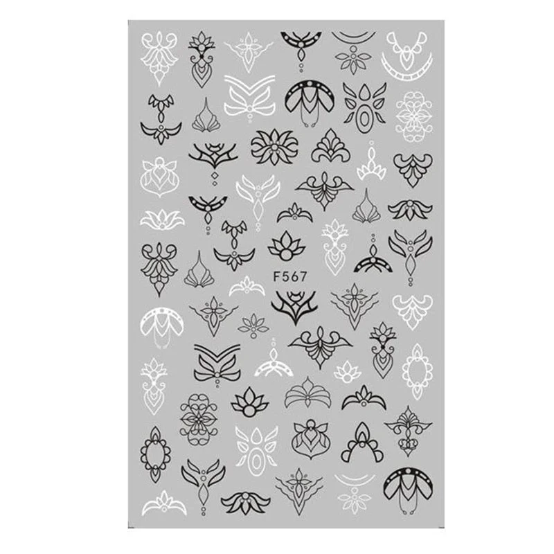 1PC 3D Nail Stickers Fan Leaf Dried Flower Shiny Sliders Nail Art Decorations Lucky Clover Pattern Foil Nail Art Manicure-Nail Inspo