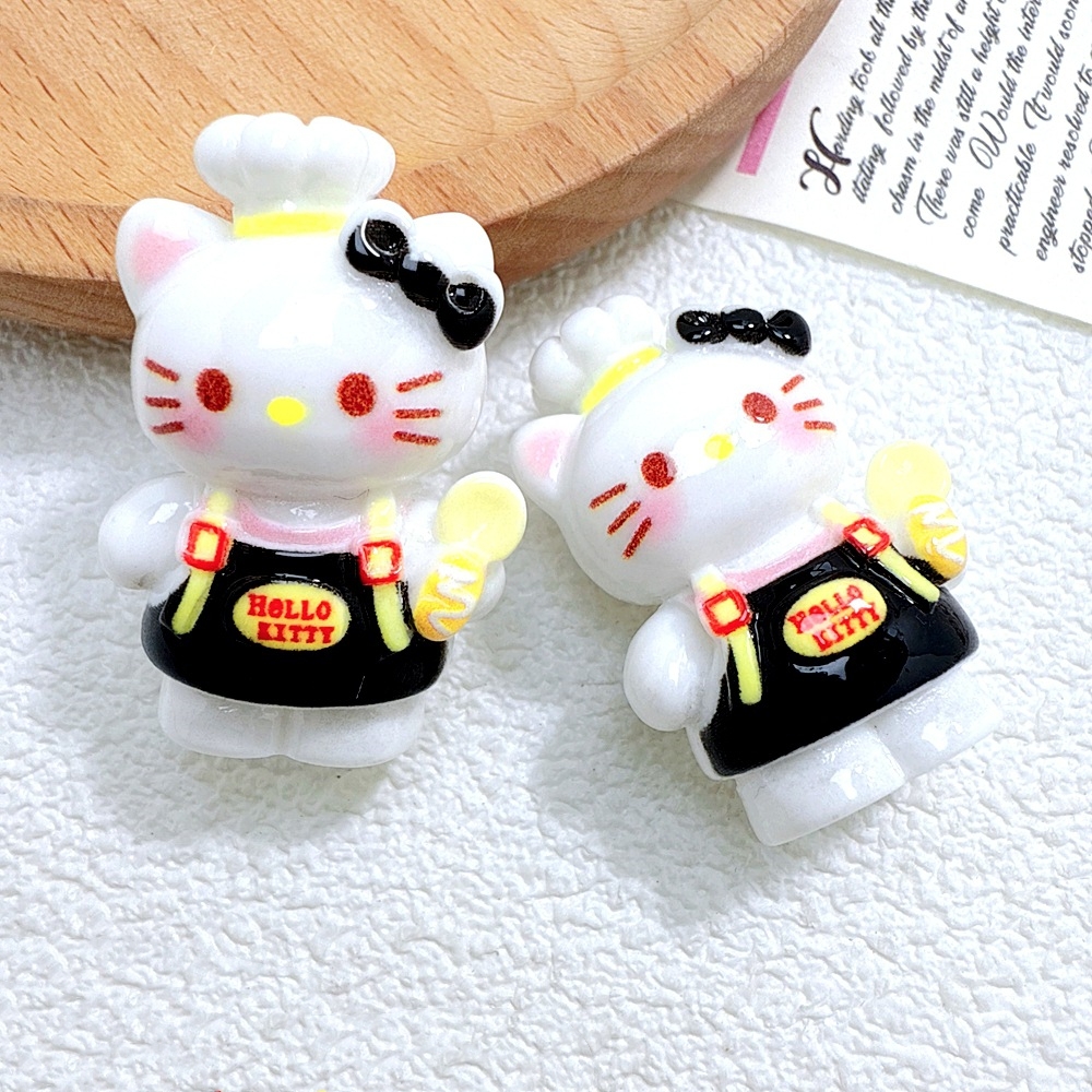 Mini Chef Cat Resin Charms Set