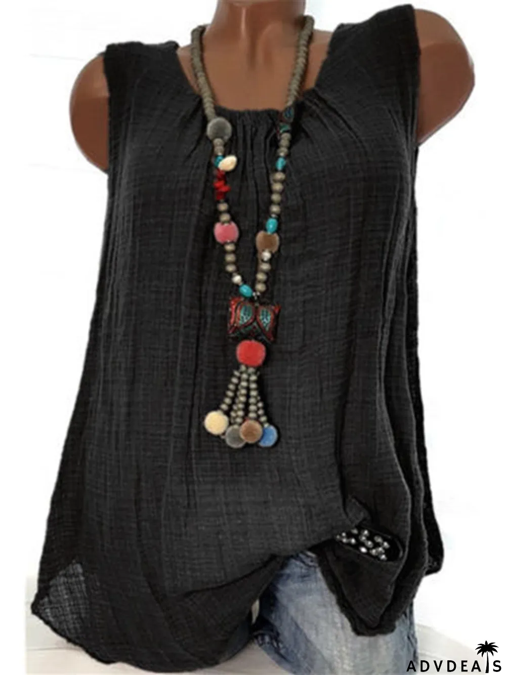 Women Round Neck Sleeveless Casual Tanks