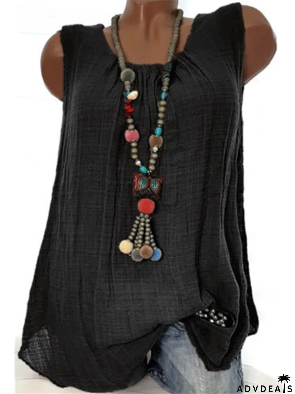 Women Round Neck Sleeveless Casual Tanks