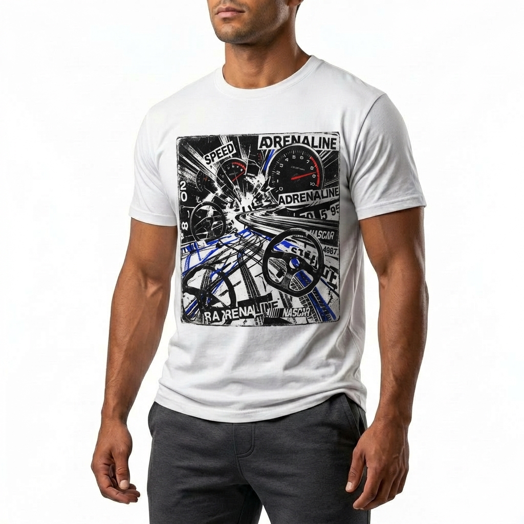  Men's American Racing-themed Casual Printed Short-Sleeved T-shirt Avantcool