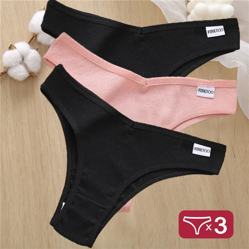 3PCS/Set Cotton Lingerie Panties Sexy Underwear Women Briefs Tangas Female Underpants Pantys Thong Panties Bikini Solid 6 Color