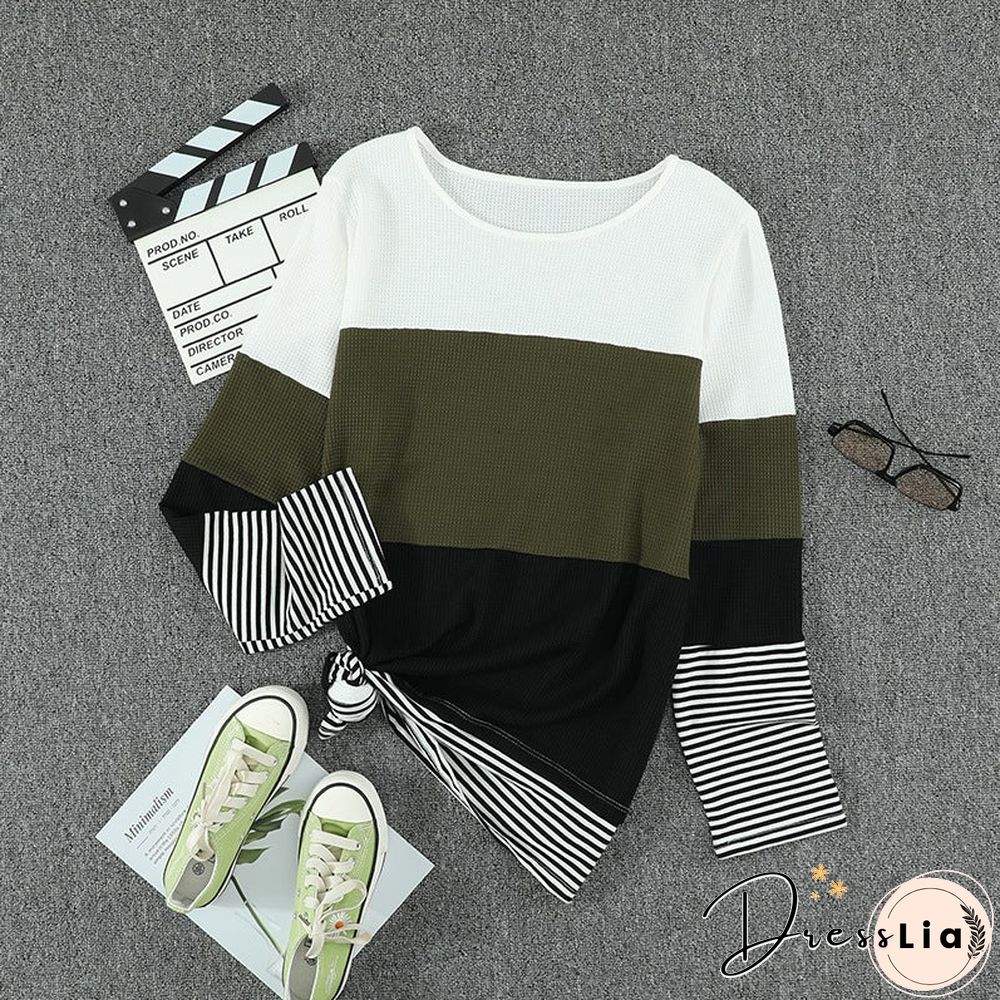 Fashion Striped Round Neck Long Sleeve Pullover Sweater