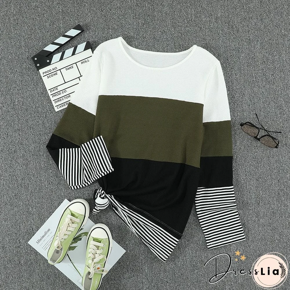 Fashion Striped Round Neck Long Sleeve Pullover Sweater