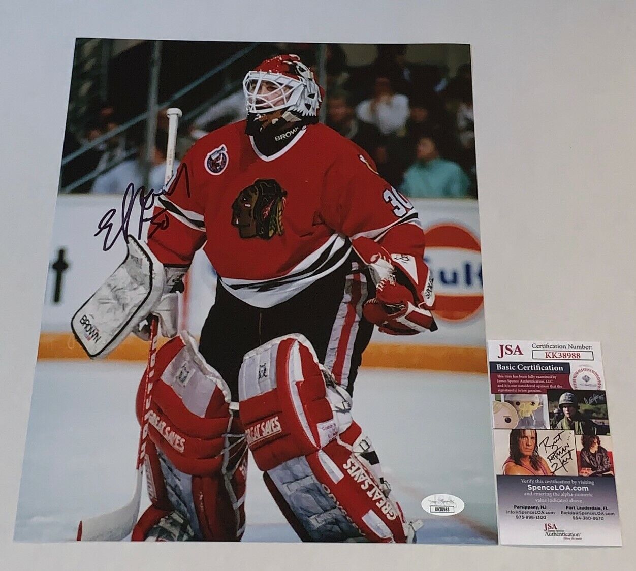 Ed Belfour signed Chicago Blackhawks 11x14 Photo Poster painting autographed Hawks HOF 4 JSA