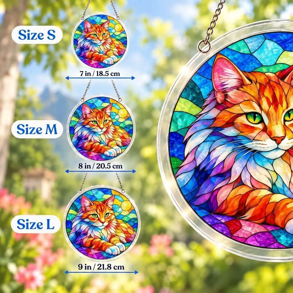Rainbow Cat Stained Glass Suncatcher Puzzle