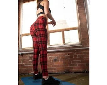 pornhint Pornhint Red Plaid  Leggings