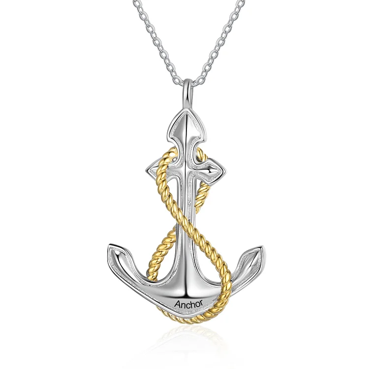 Anchor Pendant Necklace Personalized Names Infinity Necklace