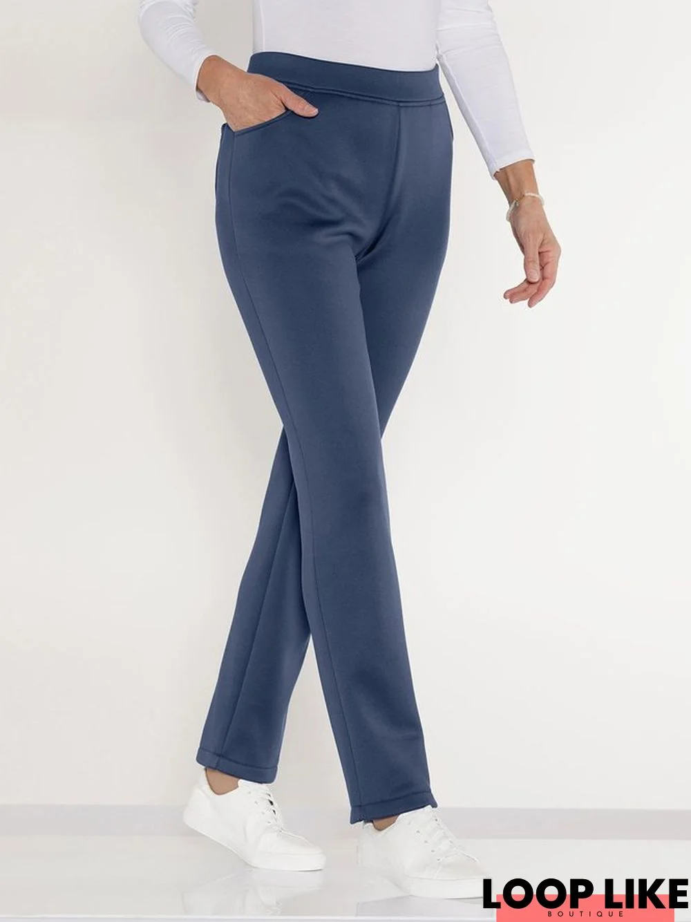 Casual Regular Fit Elastic Band Pants