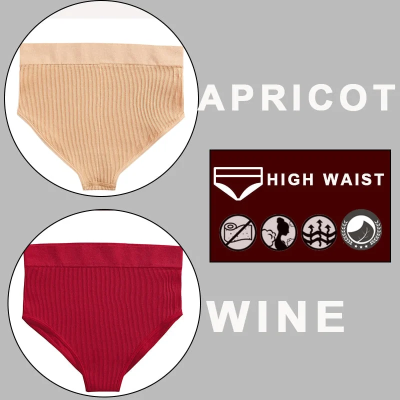 FINETOO 2PCS/Set Sexy Women Panties Underwear 10 Solid Colors Underpants For Girls High Waist Bodyshaper Briefs Seamless Pantys