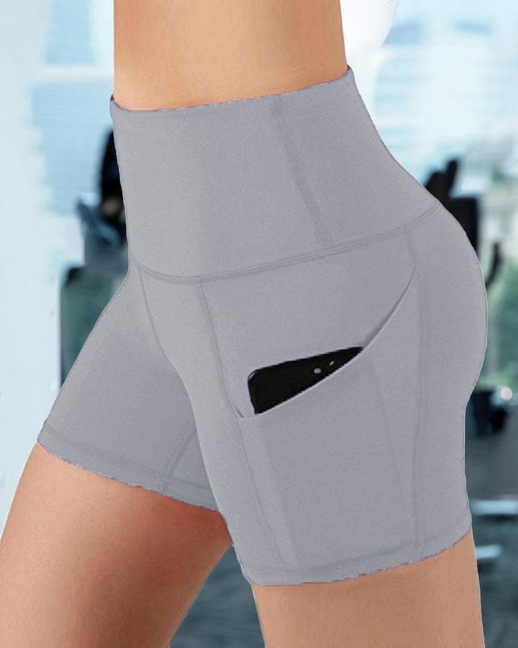 Butt Lifting Pocket Side Sports Shorts - Shop Trendy Women's Clothing | LoverChic