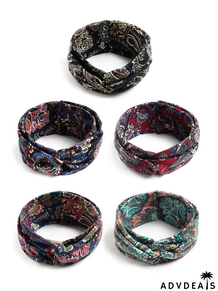 5pcs Paisley Print Hair Band
