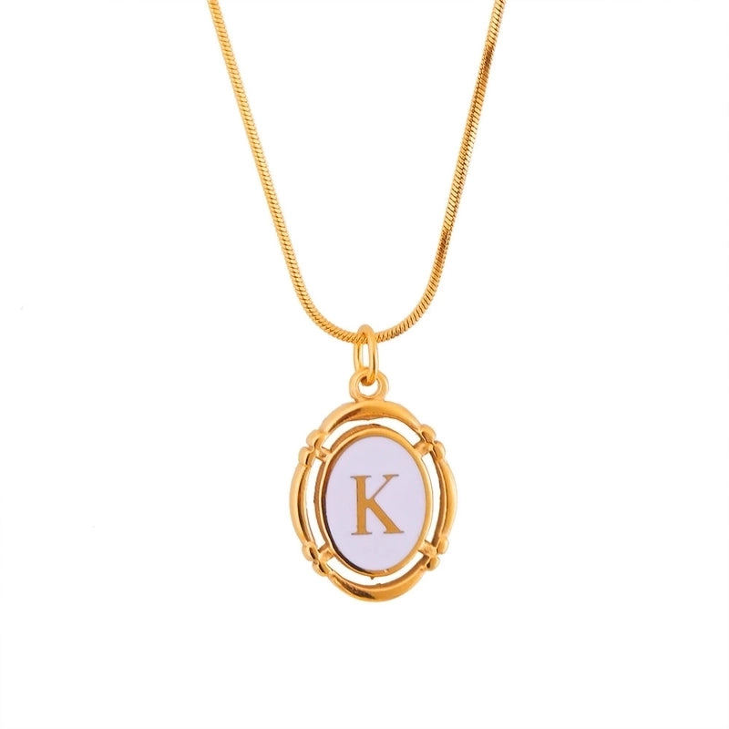 Stainless Steel Classic Style Stoving Varnish Plating Letter Pendant Necklace