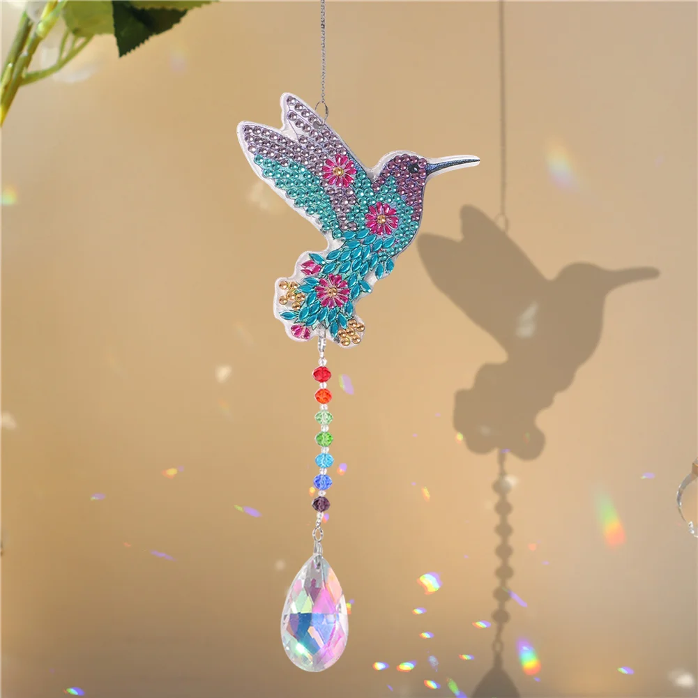DIY Diamond Painting Sun Catcher - Hummingbird