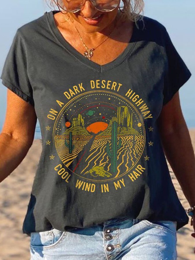 A Dark Desert Highway Desert Landscape Graphic Tees