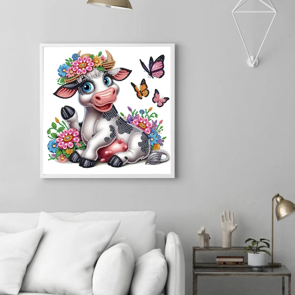 Diamond Painting - Partial Special Shaped Drill - Flower Cow(Canvas|30*30cm)